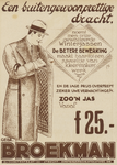 717326 Advertentie van de Gebr. Broekman, Kledingmagazijnen, Lange Elisabethstraat 20 en Amsterdamsestraatweg 196 te ...